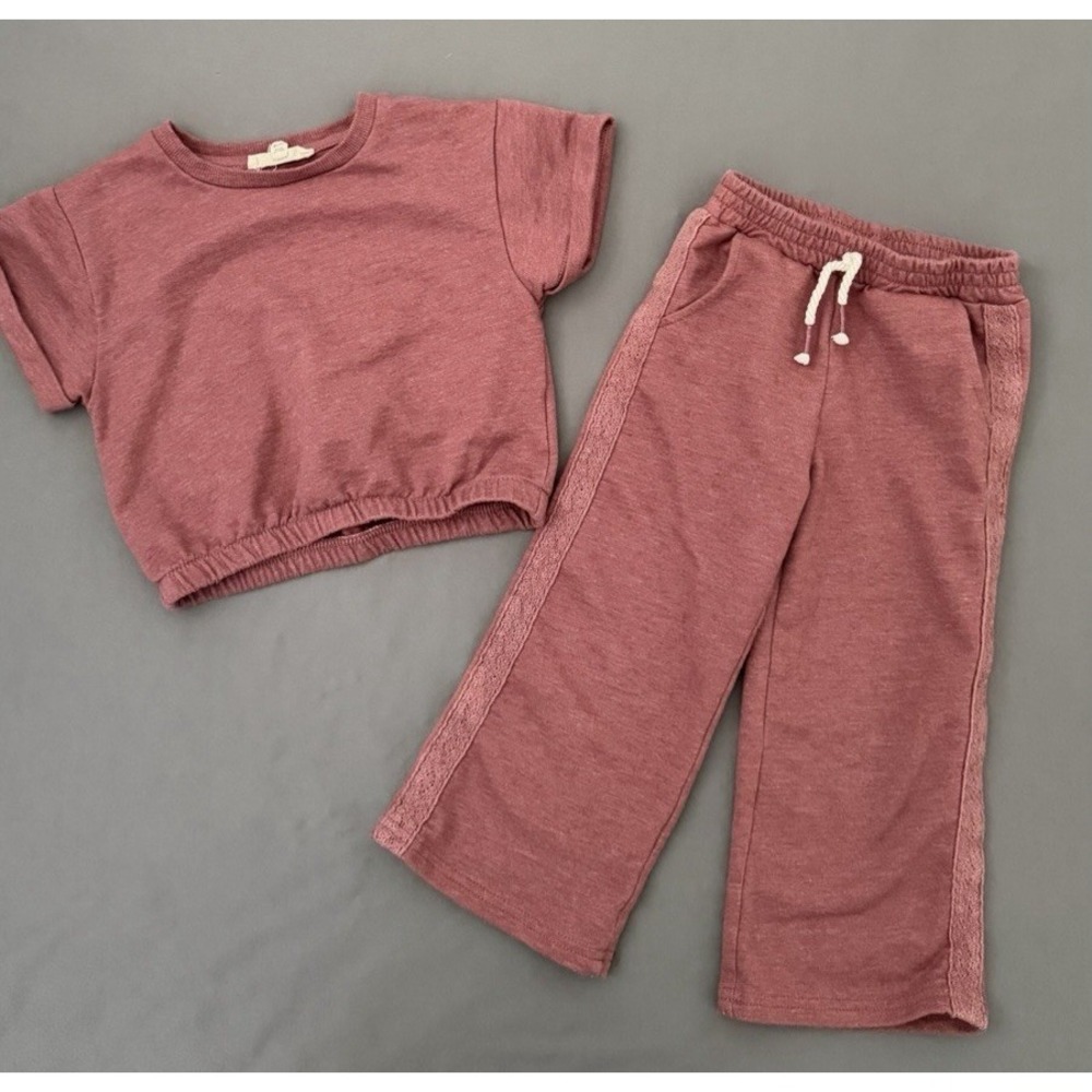 Jessica Simpson 2-Piece‎ Joggers Set Girls Size 4 Burgundy Long Sleeve Shirt